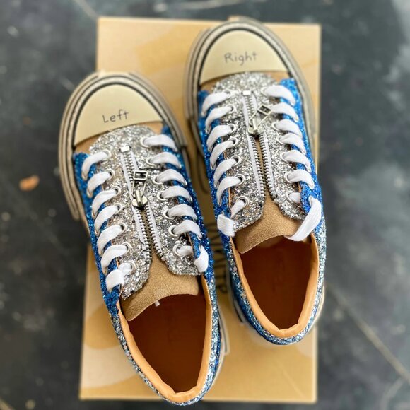 NEW REBECCA WHITE Suede Cipher Sneakers in blue for women 1225 5t3 - Picture 7 of 8